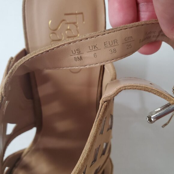 FRANCO SARTO Womens Sandals 8 Shea‎ Cut Out Wedge Cork Leather Tan Chunky Y2K - Picture 4 of 9
